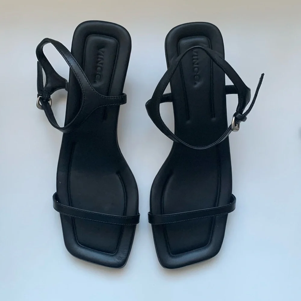 Vince Black Sandals Sleek Design Comfortable Fit - Picture 4 of 11